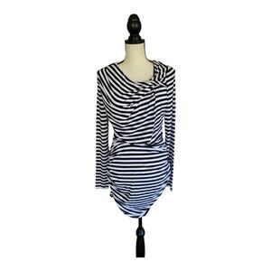 Rebecca Minkoff Lori Ruched Striped Jersey Dress S New